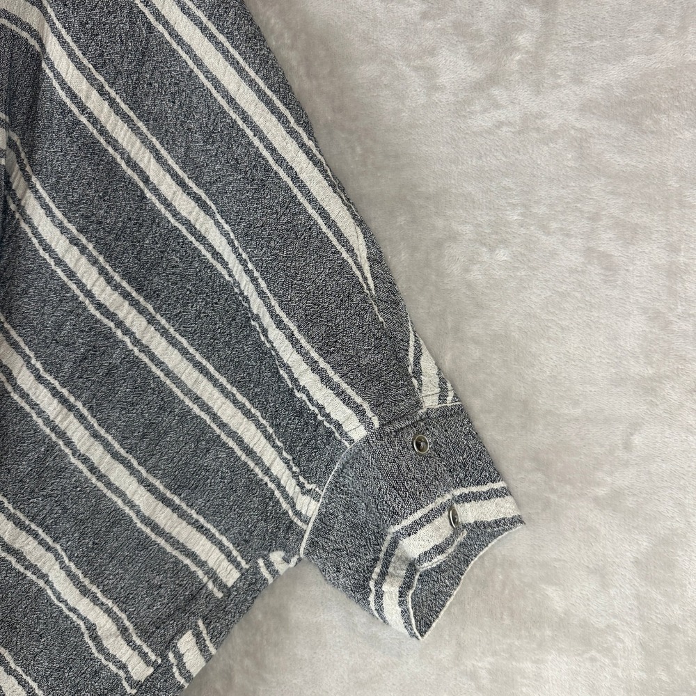We The Free Striped Button Front Oversized Linen Cotton Blend Tunic Top Medium - Picture 5 of 10